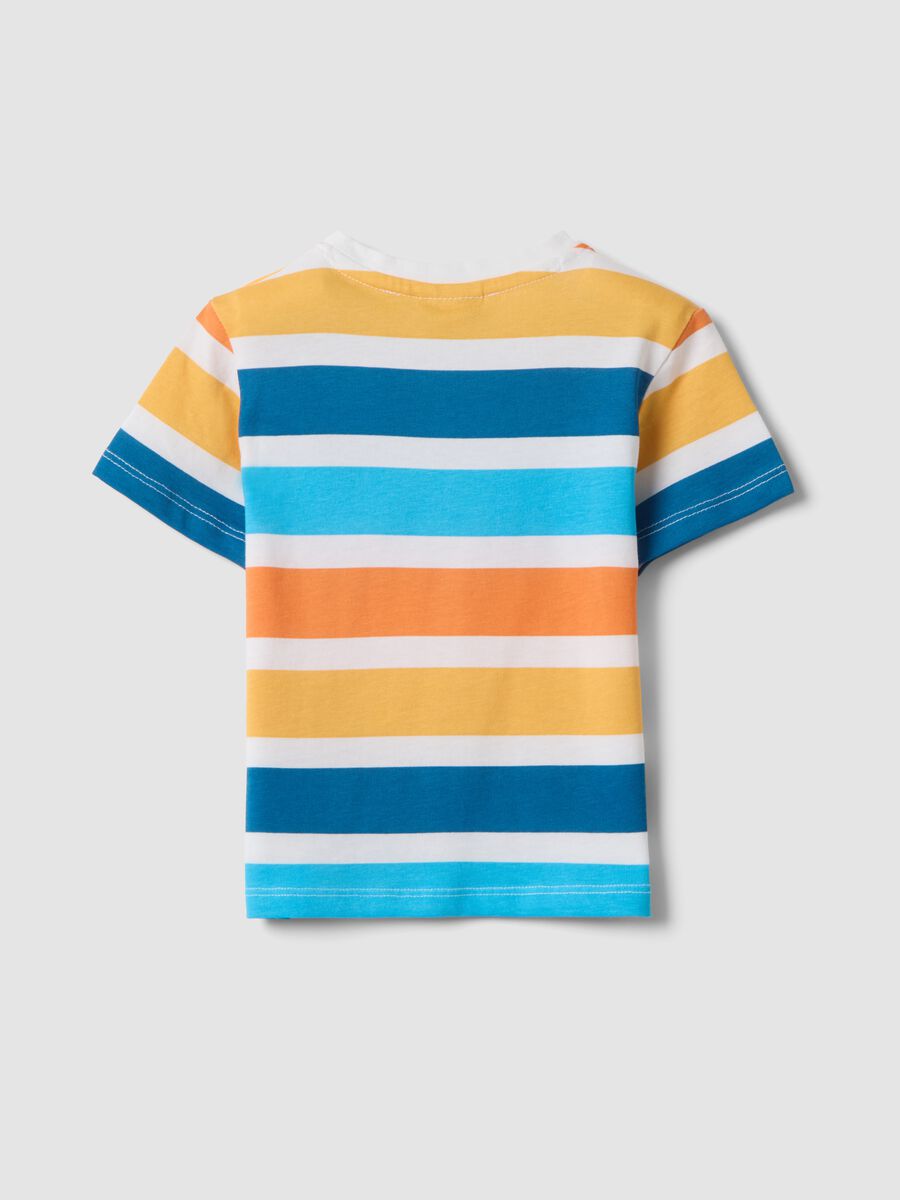 T-shirt in puro cotone a righe multicolor da bimbo regular fit_1