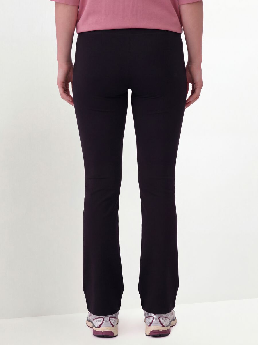 Black flared leggings in stretch cotton_2