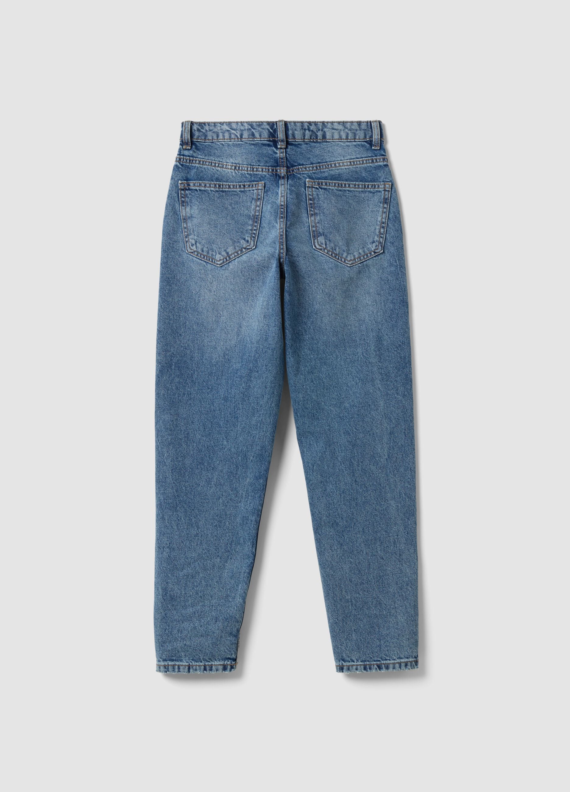 High-waisted pure cotton mom-fit denim jeans