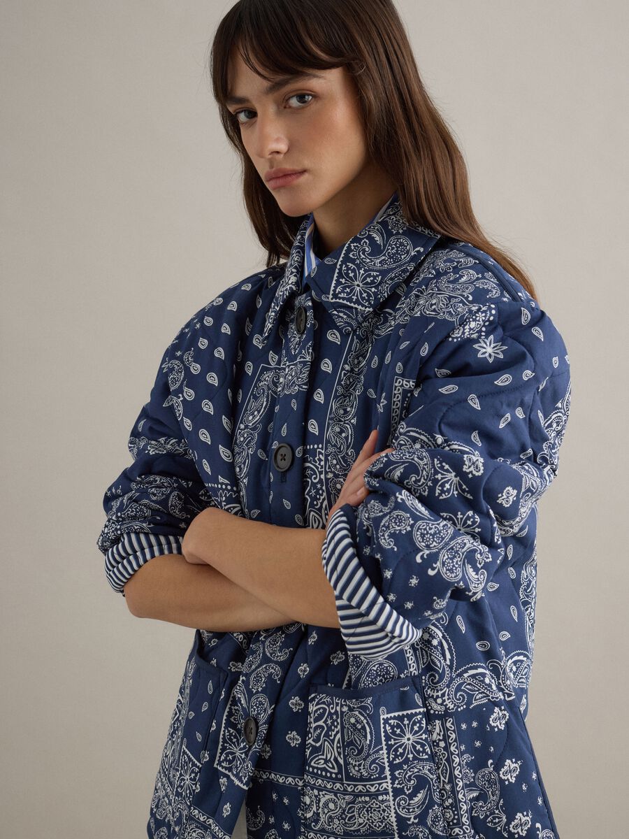 Multicolour padded jacket in pure cotton regular fit with pattern_2
