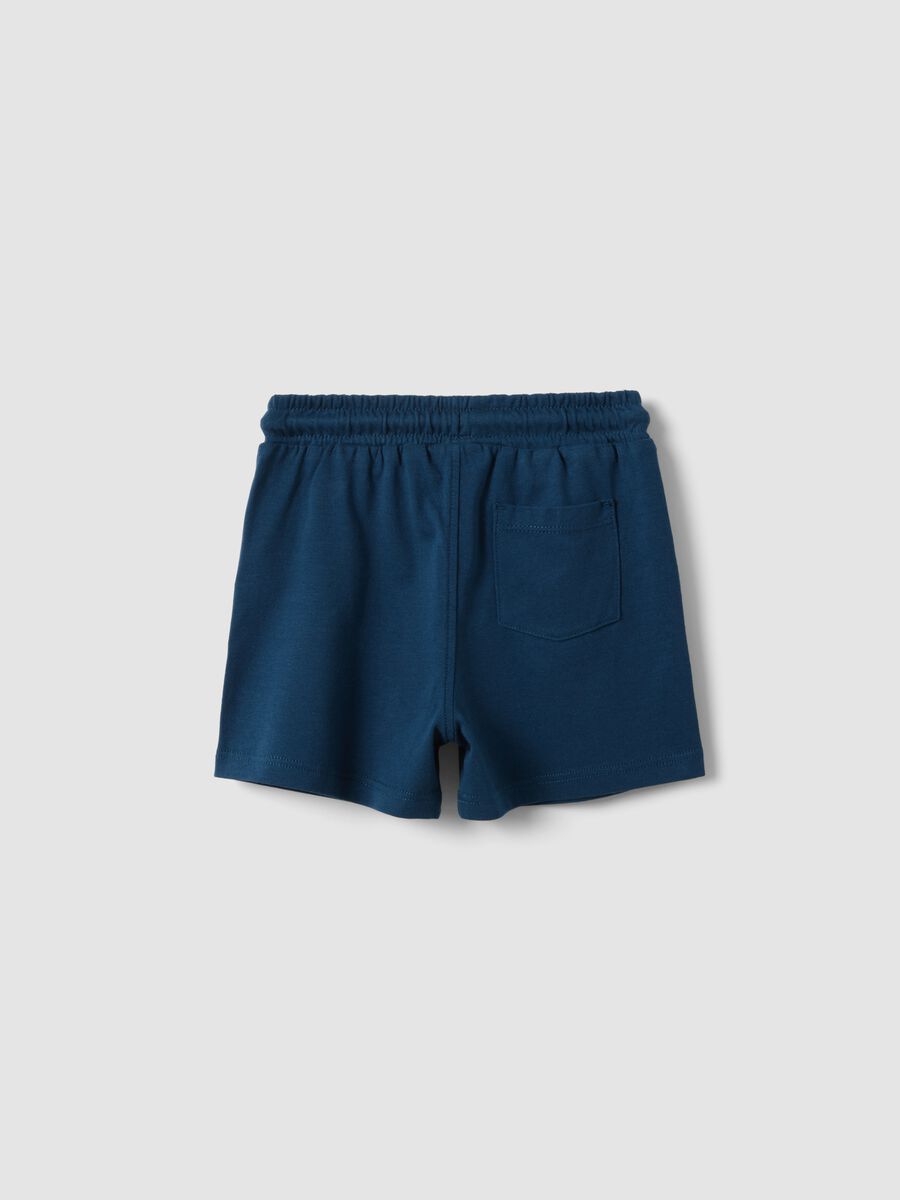 Pantaloncini in puro cotone blu da bimbo regular fit_1