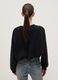 Black oversized cotton blend sweatshirt with V-neck_3