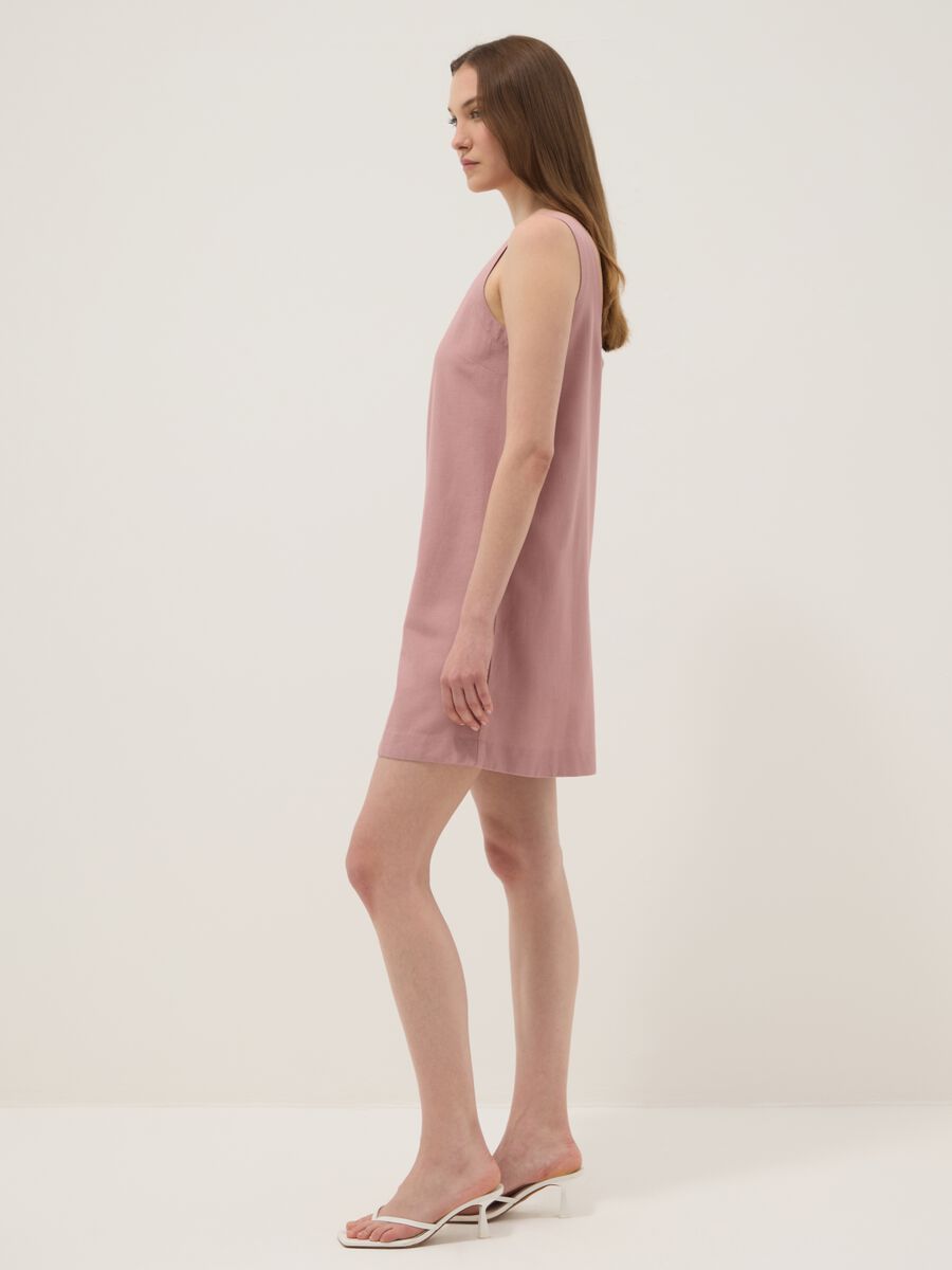 Pink regular-fit dress in a viscose, cotton and linen blend_1