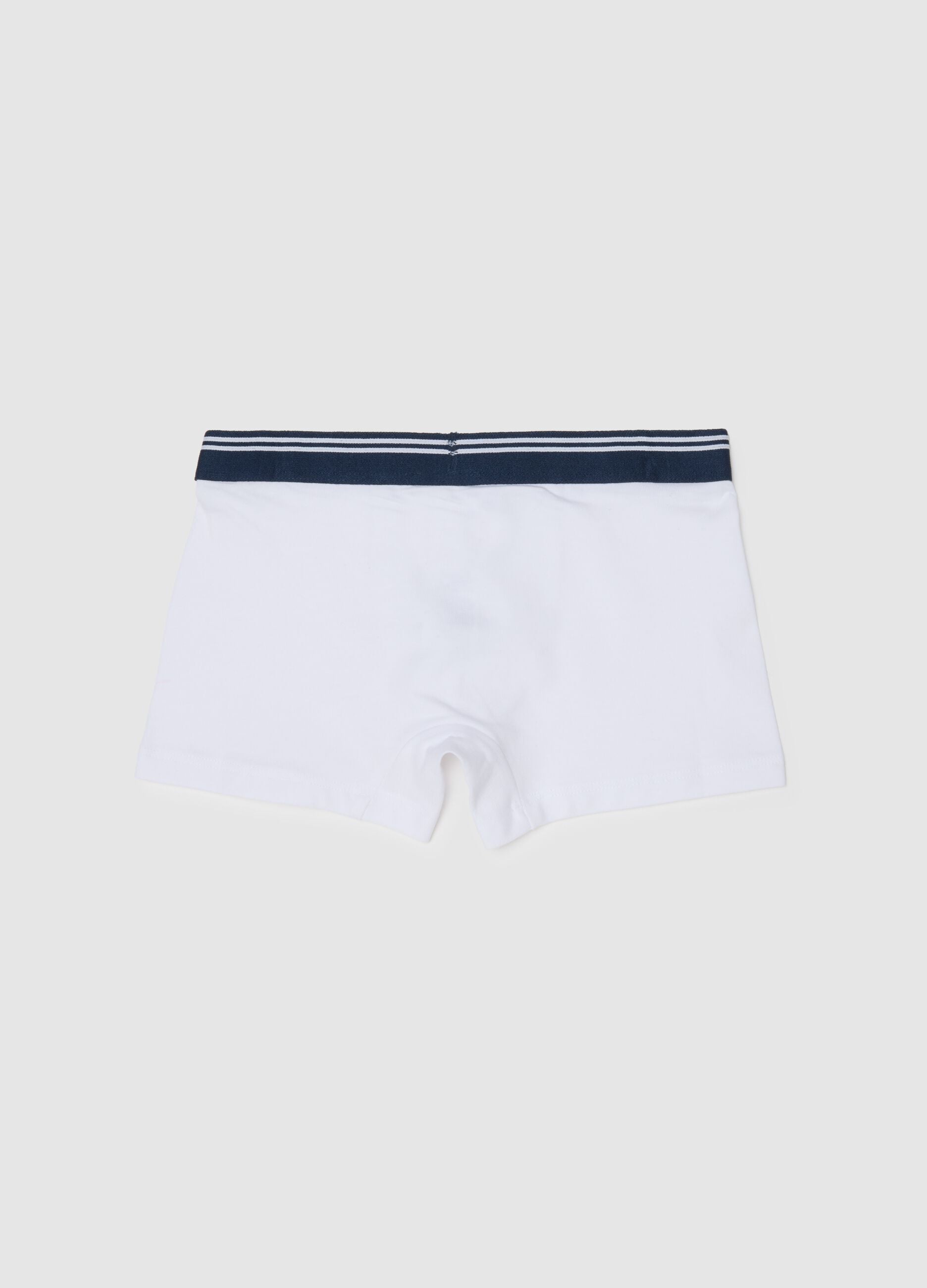 White Boys' Stretch Cotton Boxer Shorts, Regular Fit