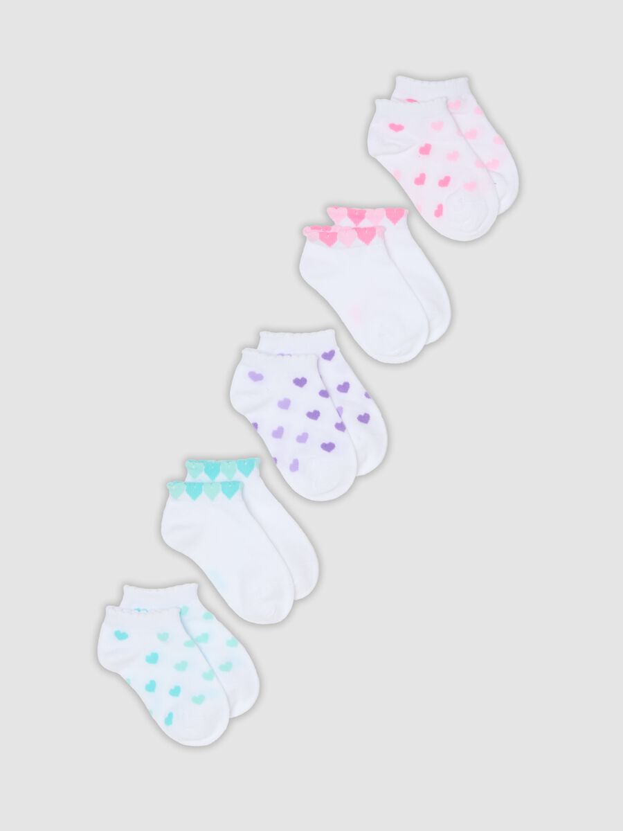 Five-pack of short white socks in stretchy organic cotton_0