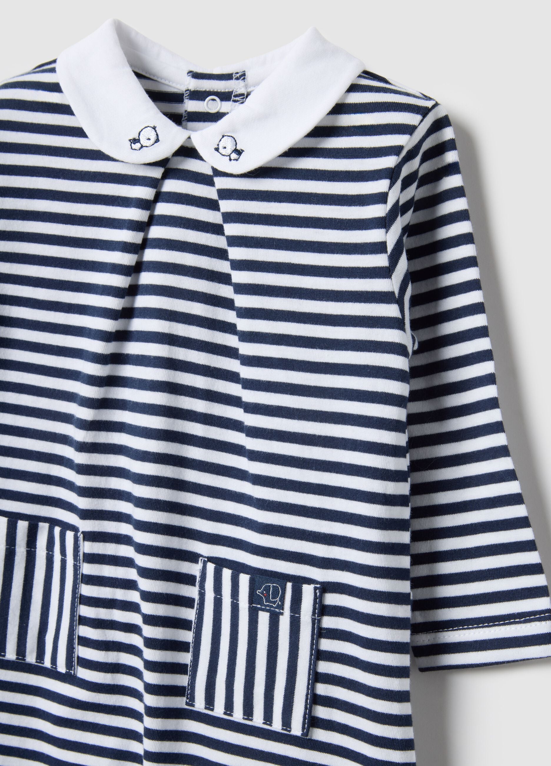 Pure cotton multicolor striped baby romper regular fit