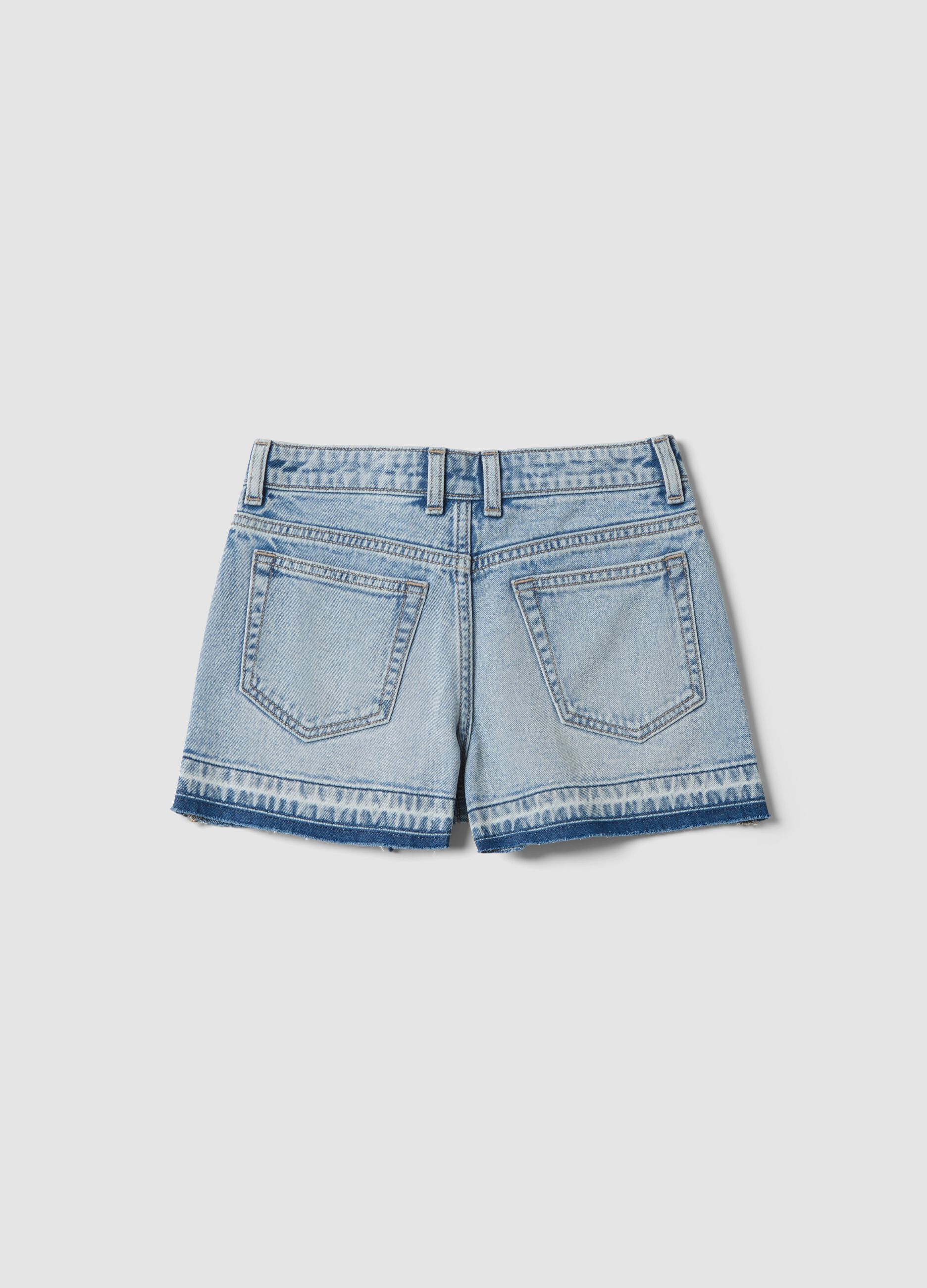Blue pure cotton denim shorts for girls &ndash; straight fit