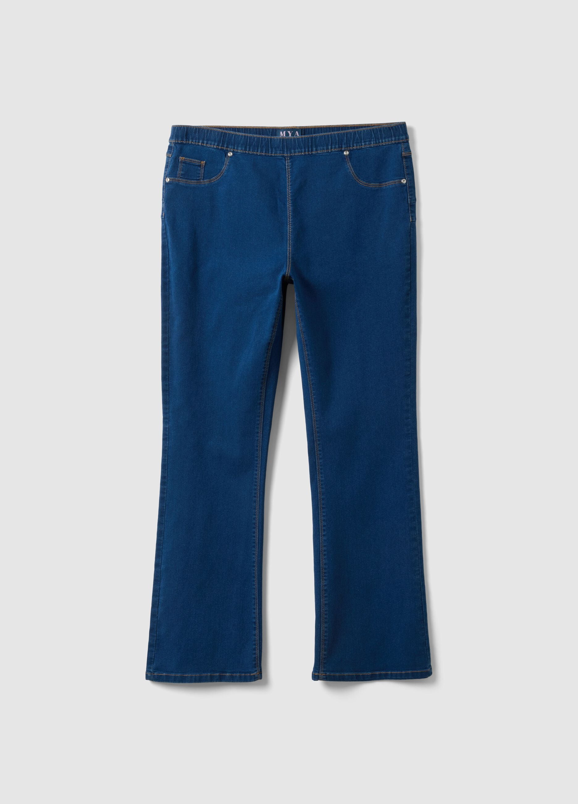 Blue Bootcut Trousers in Stretch Cotton Regular Fit