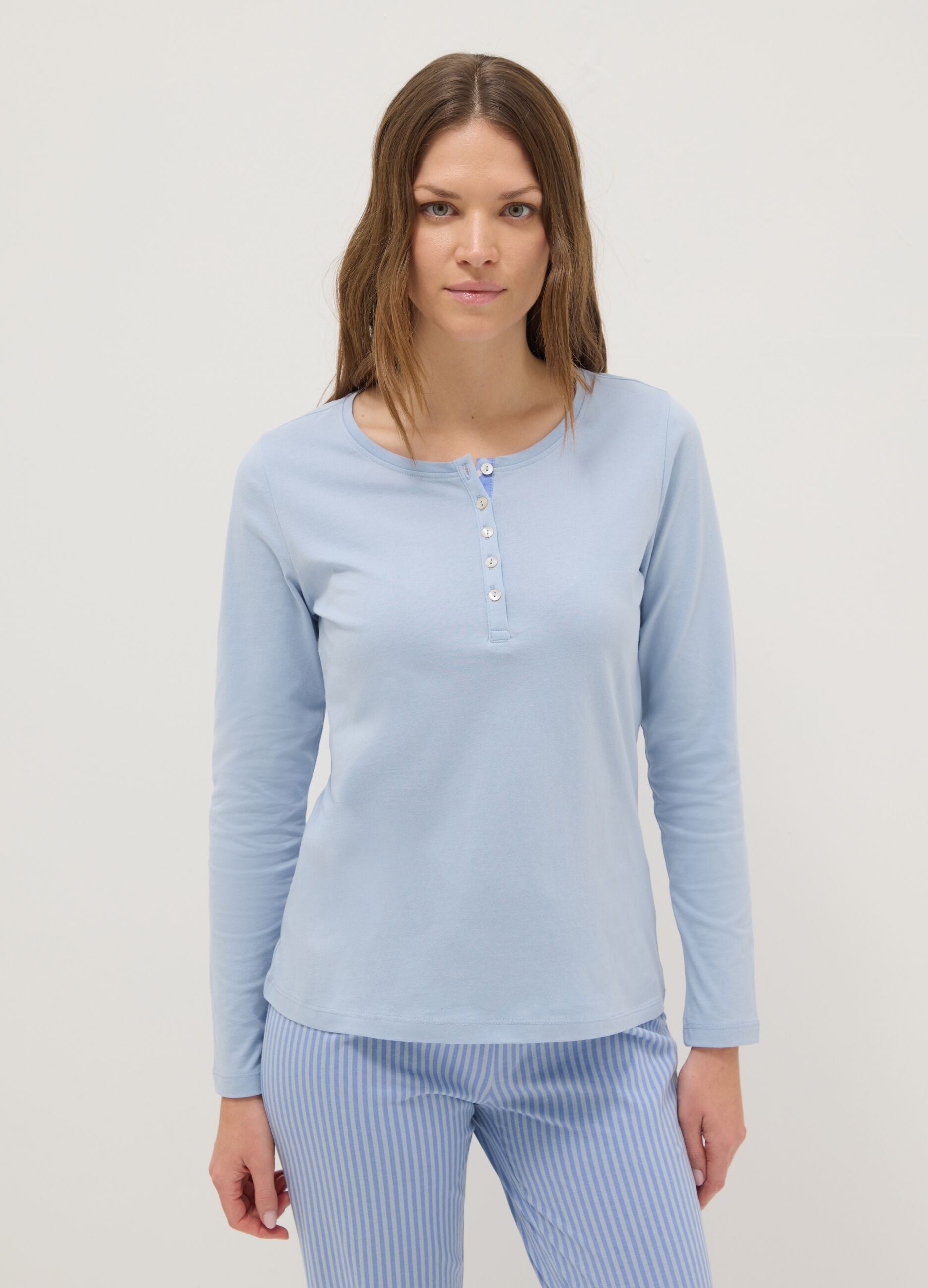 Blue striped pyjamas in pure cotton regular fit