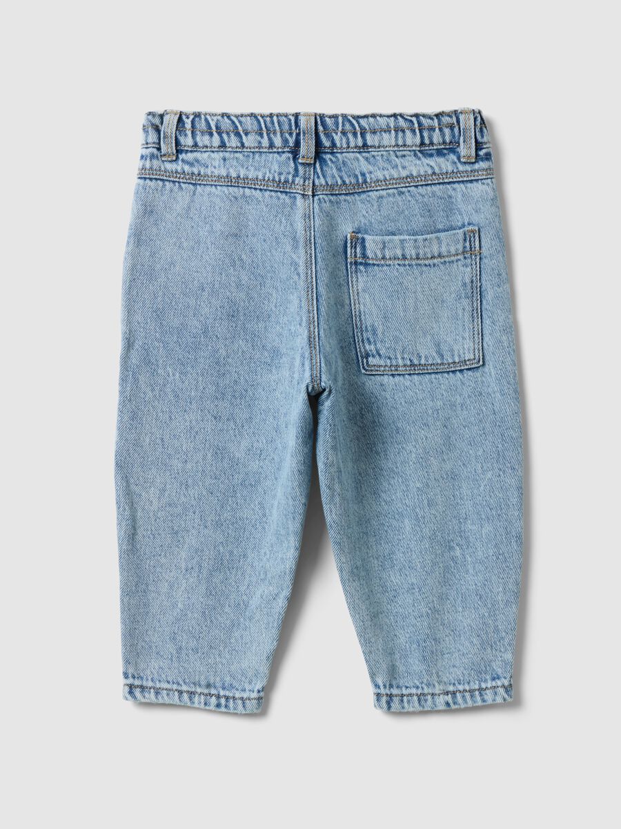 Pantaloni in misto cotone blu da bimbo regular fit con macchinine_1