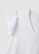 White stretch cotton T-shirt with broderie frill sleeves, regular fit_5