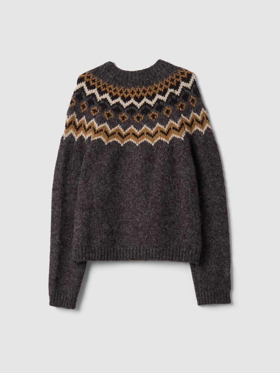Grey crew-neck jacquard cardigan_6
