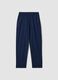 Blue stretch cotton trousers with elasticated waist_4