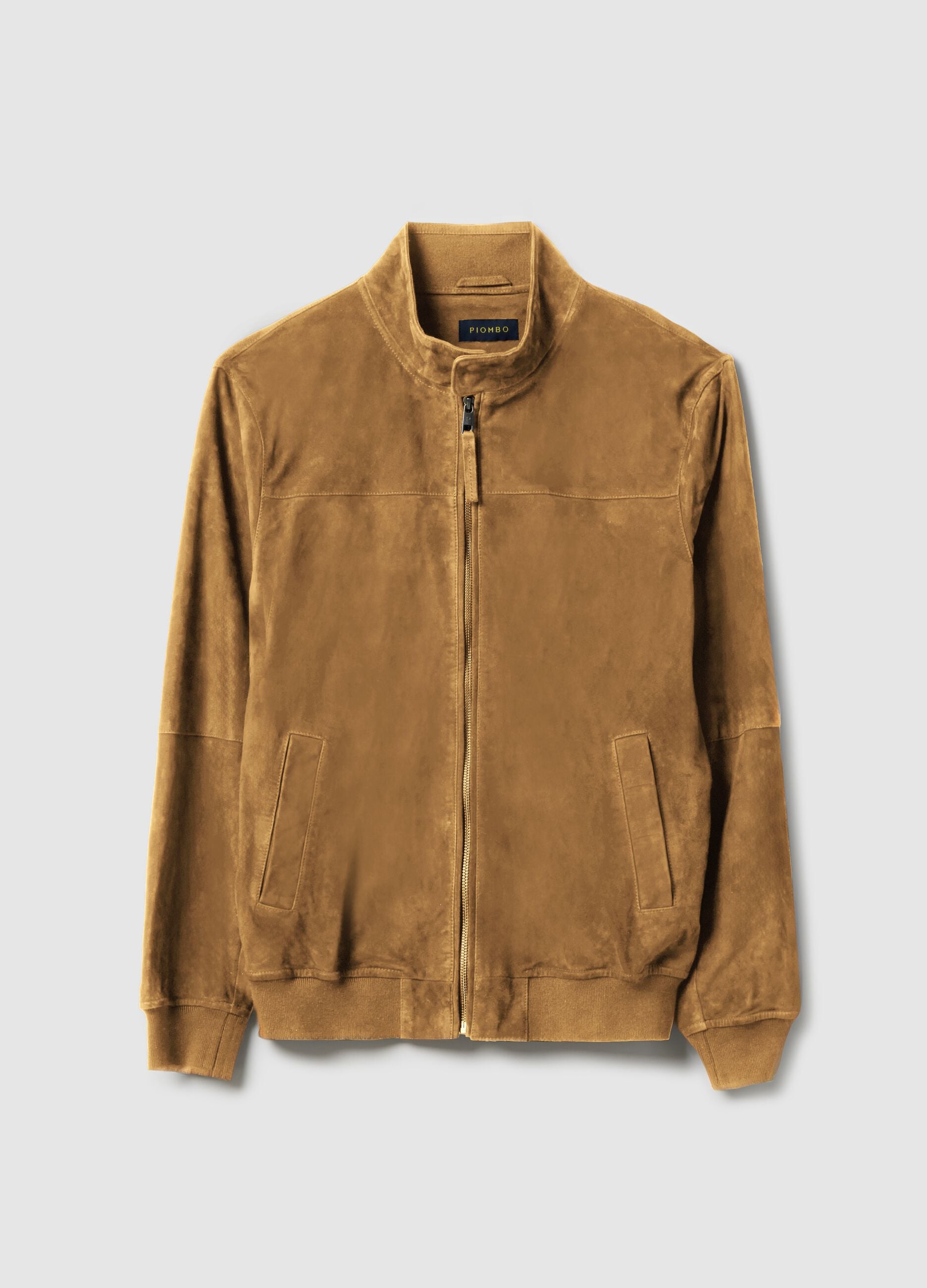 Beige Genuine Leather Jacket Regular Fit with Zip