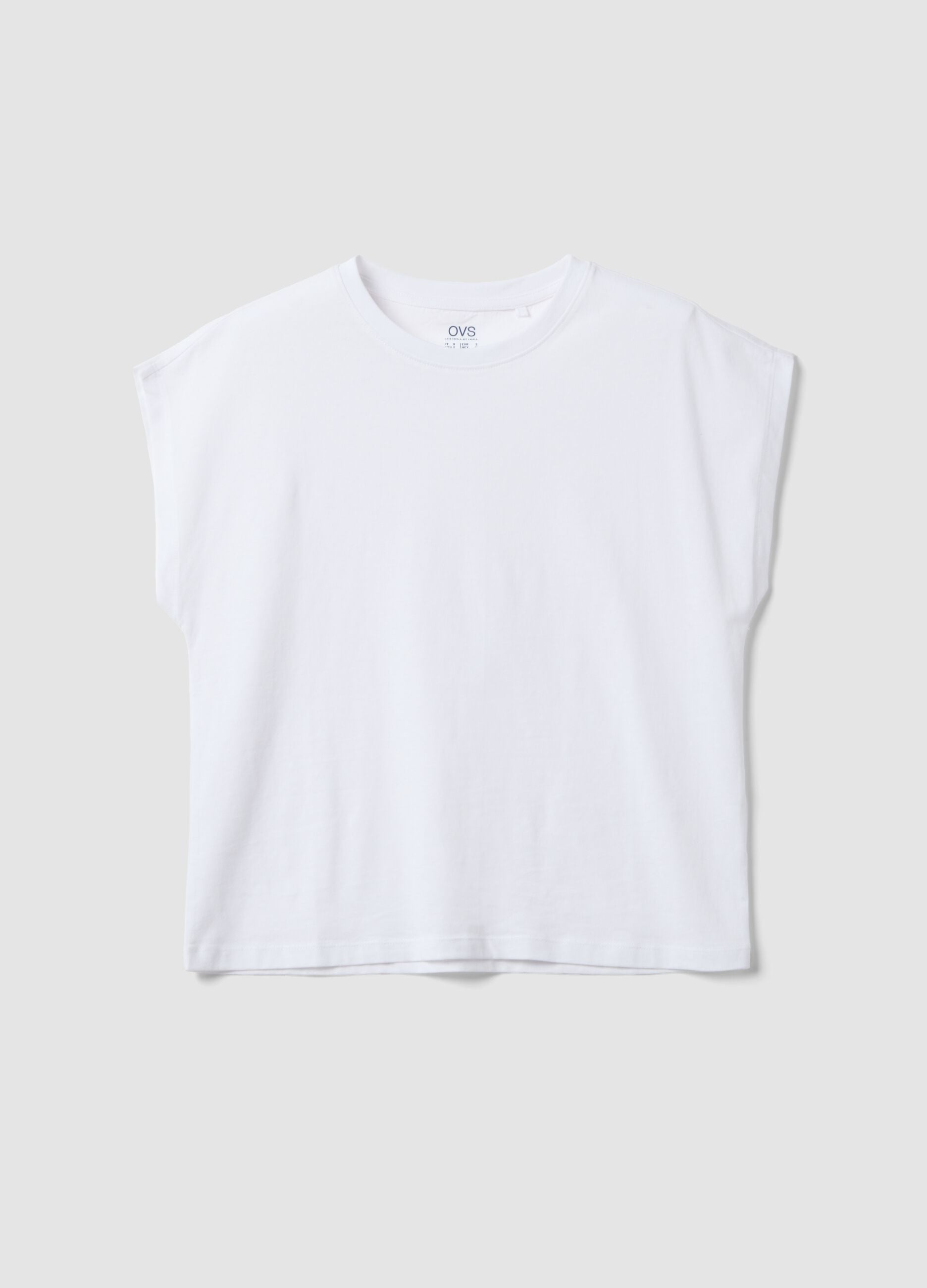 White pure cotton short-sleeve T-shirt, regular fit