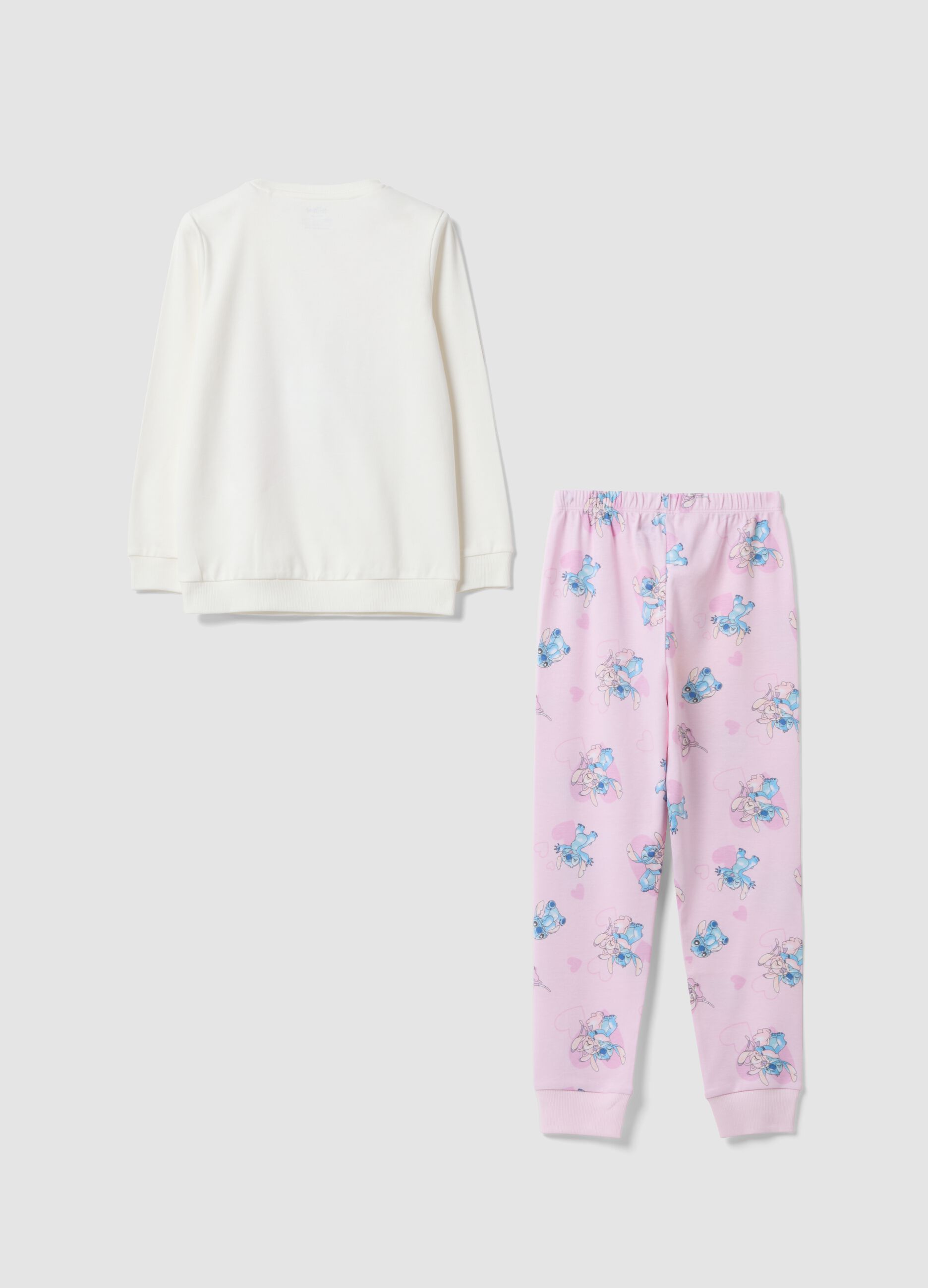 White and pink organic cotton pyjamas with Stitch print