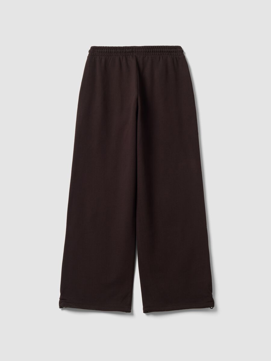 Jogger marroni in puro cotone con vita elastica over fit_2