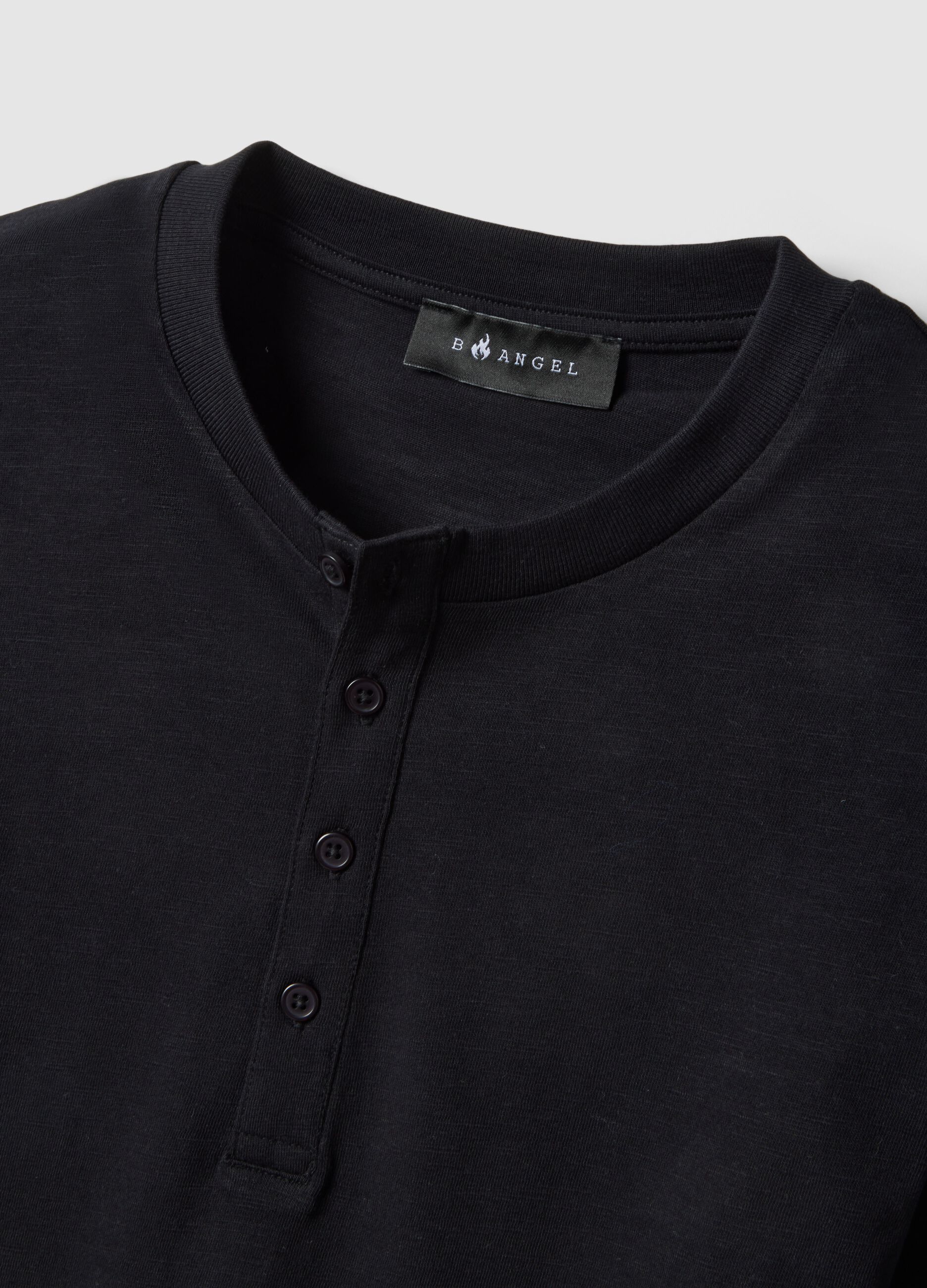 Black pure cotton regular fit top with buttons