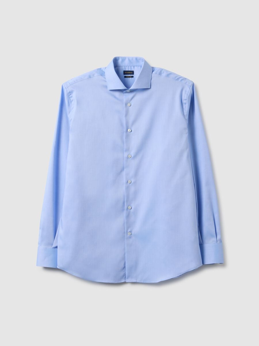 Camicia in puro cotone azzurra regular fit_4