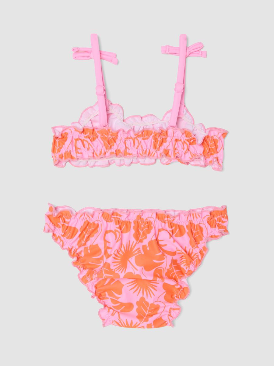 Girls&rsquo; pink stretch floral bikini_1