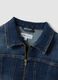 Blue slim-fit stretch cotton denim jacket with zip_1