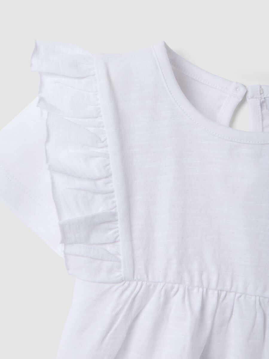 T-shirt in puro cotone bianca da bimba regular fit con volant_3