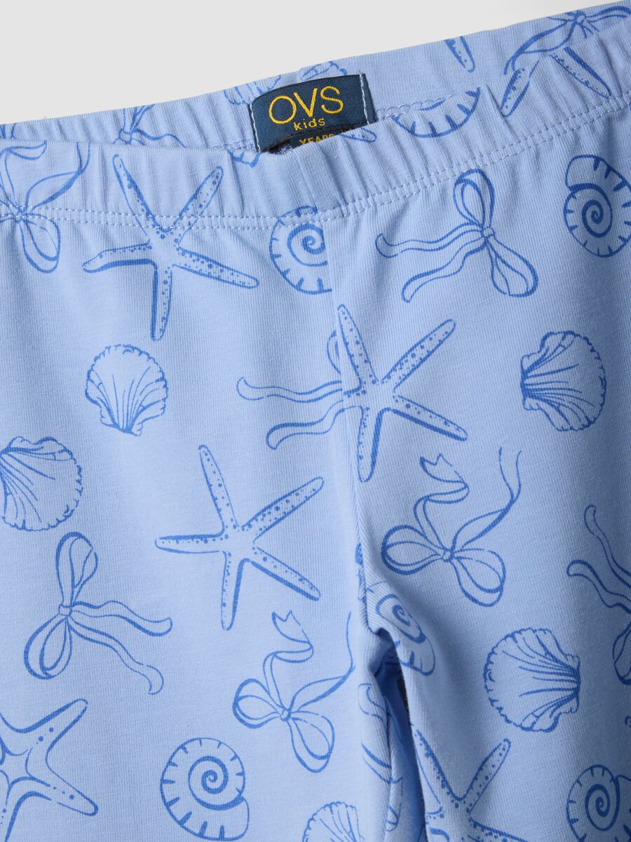 Girls&rsquo; light blue skinny stretch cotton leggings with print_2