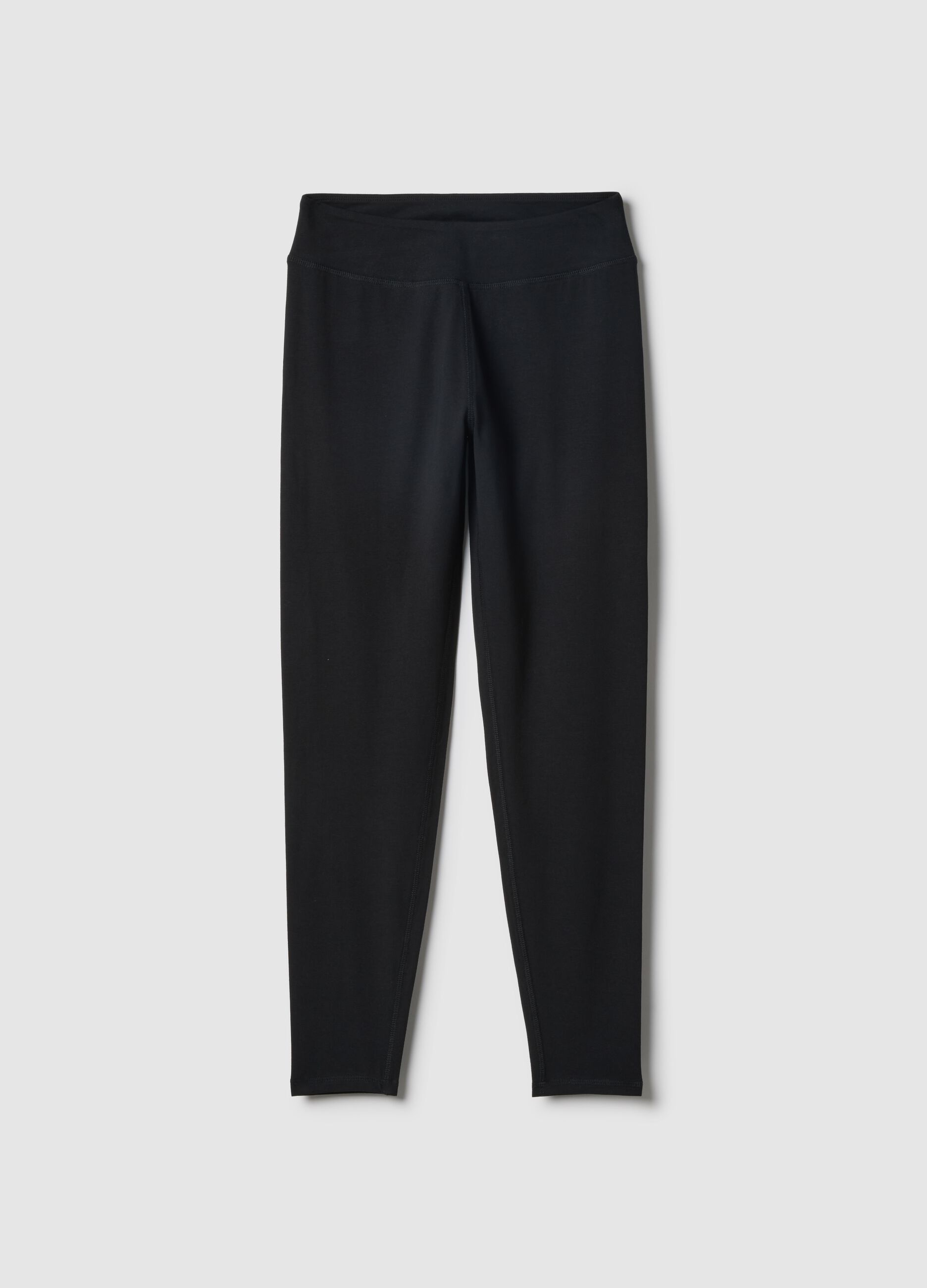 Black stretch cotton slim-fit leggings