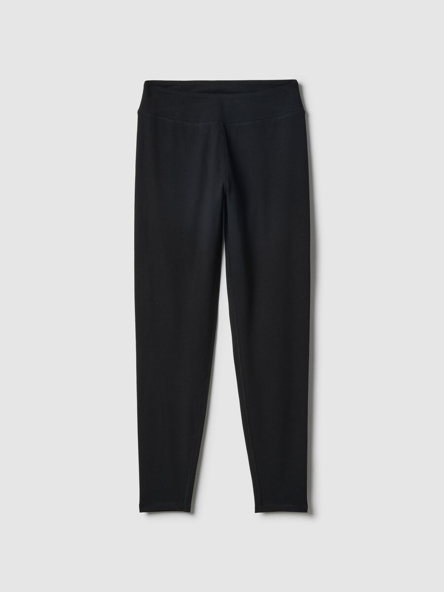 Black stretch cotton slim-fit leggings_4