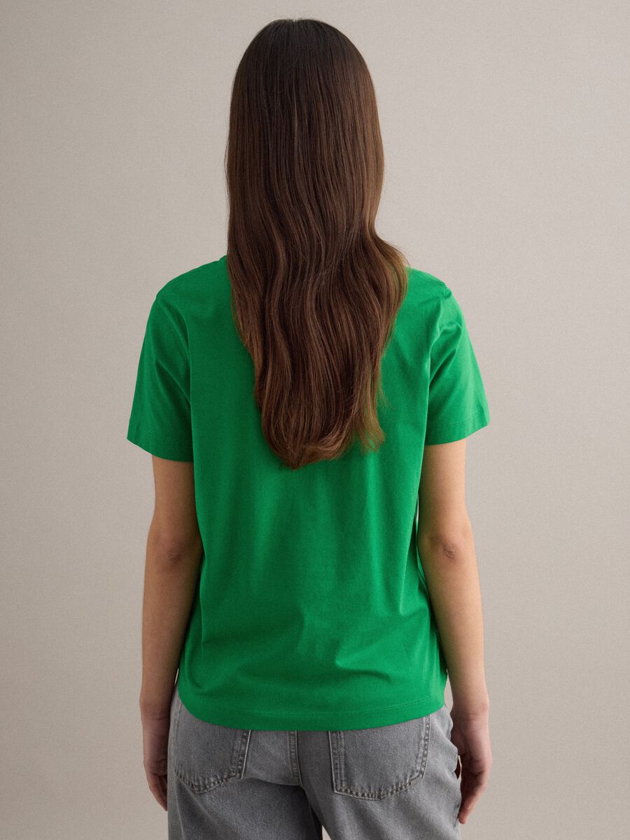 Regular Fit Green Crew Neck Cotton T-shirt_3