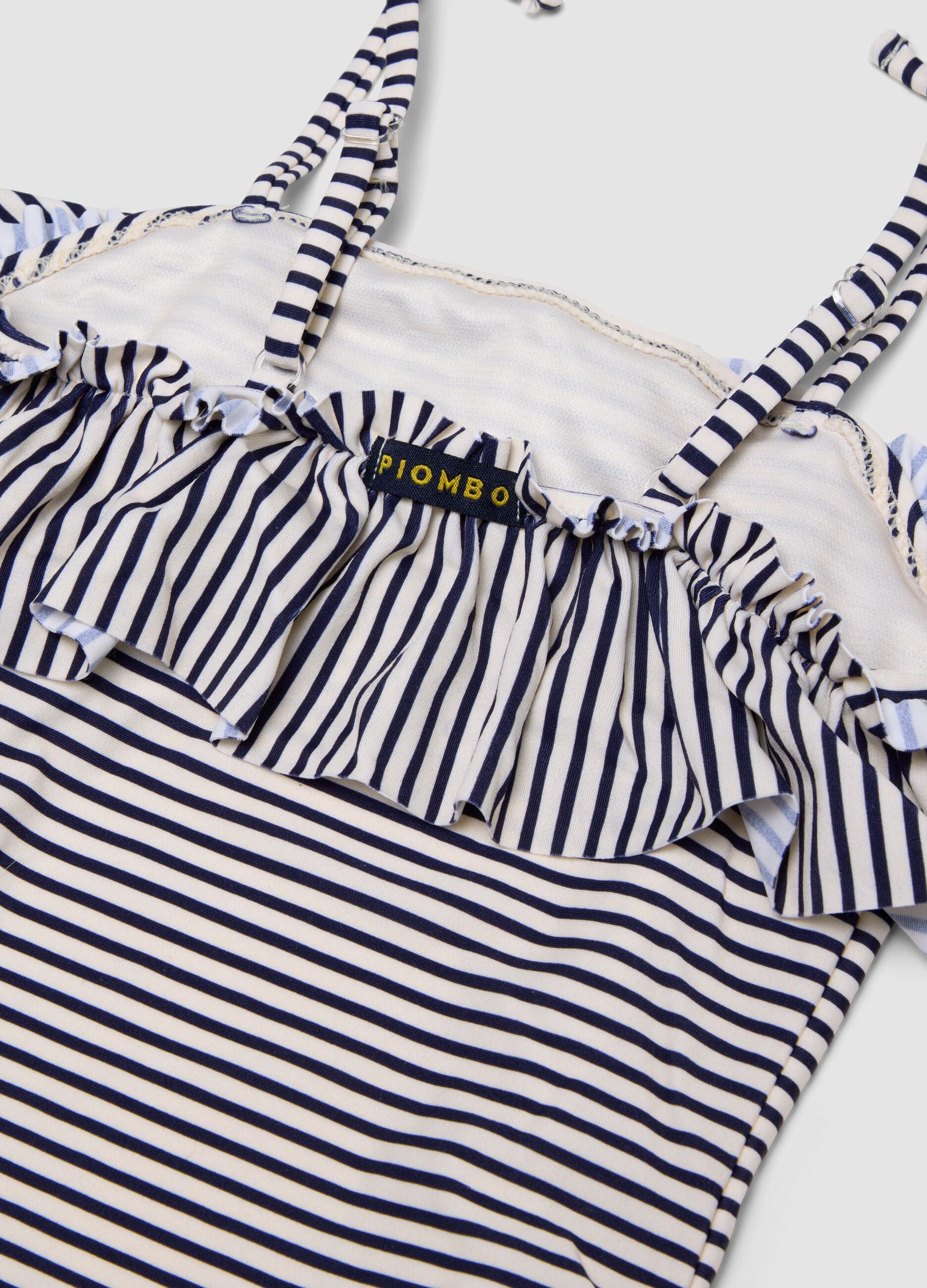 Blue striped stretch fabric swimsuit