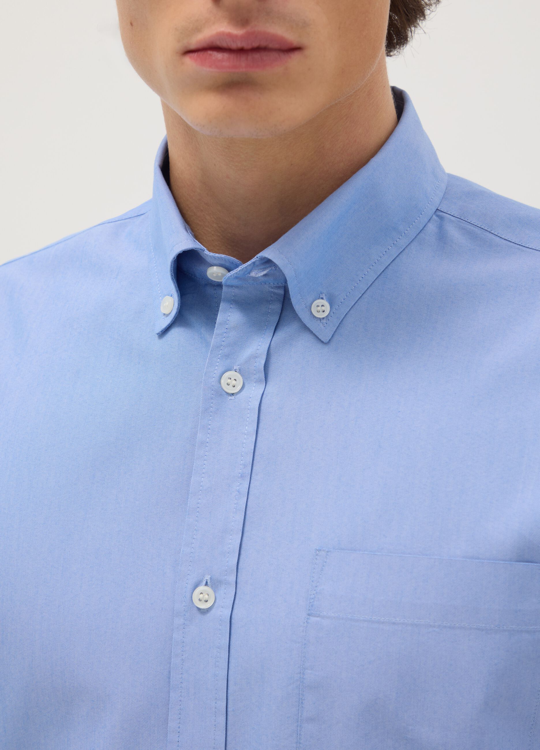 Blue cotton blend shirt regular fit easy iron