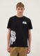 Black pure cotton T-shirt with graphic print_0