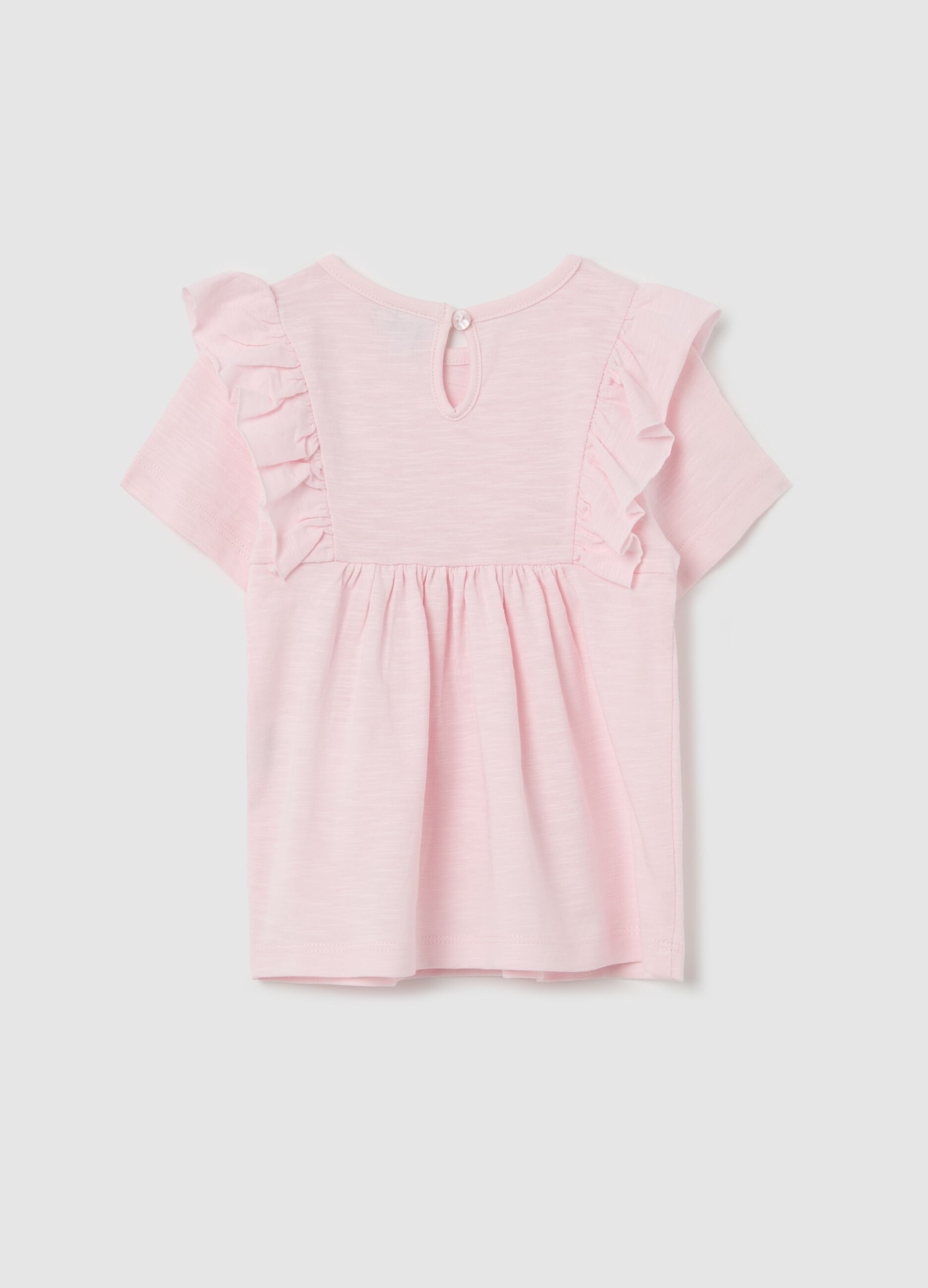 Cotton T-shirt with flounce