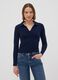 Blue viscose-blend polo-collar jumper, regular fit_2