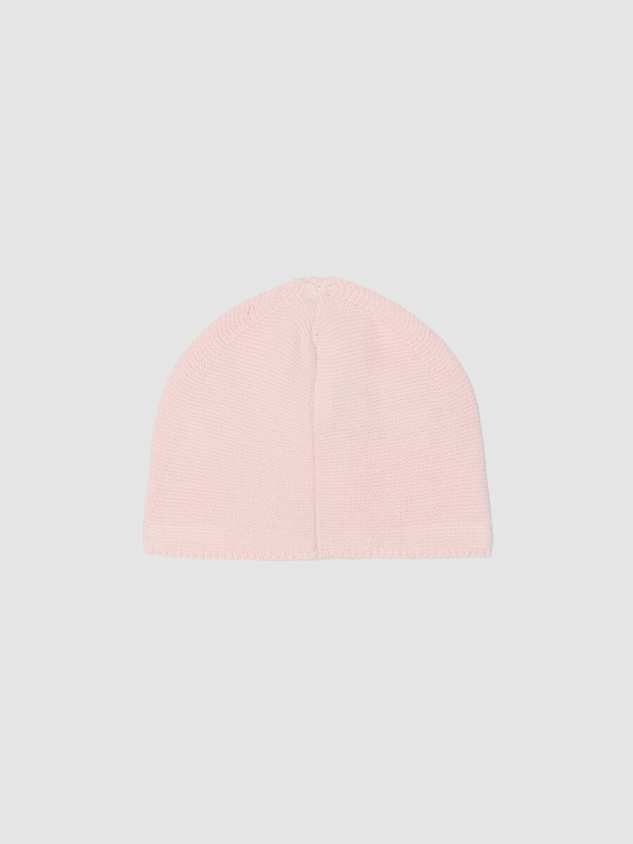 Pink pure organic cotton knitted hat for baby girl_1