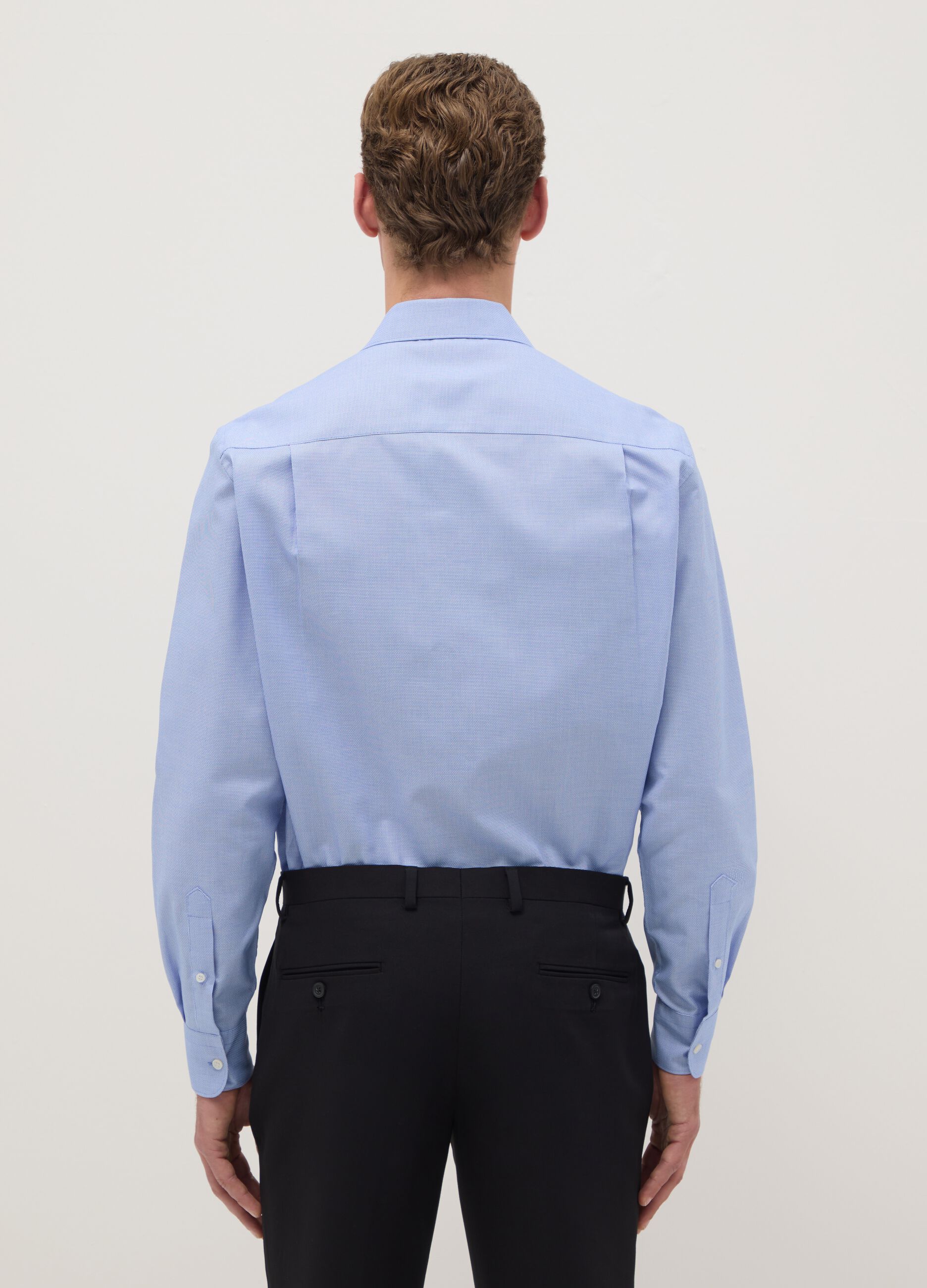 Light blue shirt with French collar in pure cotton regular fit