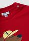 Red pure organic cotton T-shirt with puppy print for boys_3