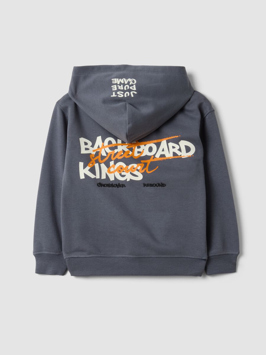 Grey cotton-blend hooded sweatshirt, regular fit, for boys_1