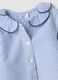 Blue striped pure cotton shirt with ruffle collar for baby girls_2