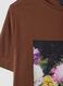 Brown pure cotton T-shirt with floral print, regular fit_2
