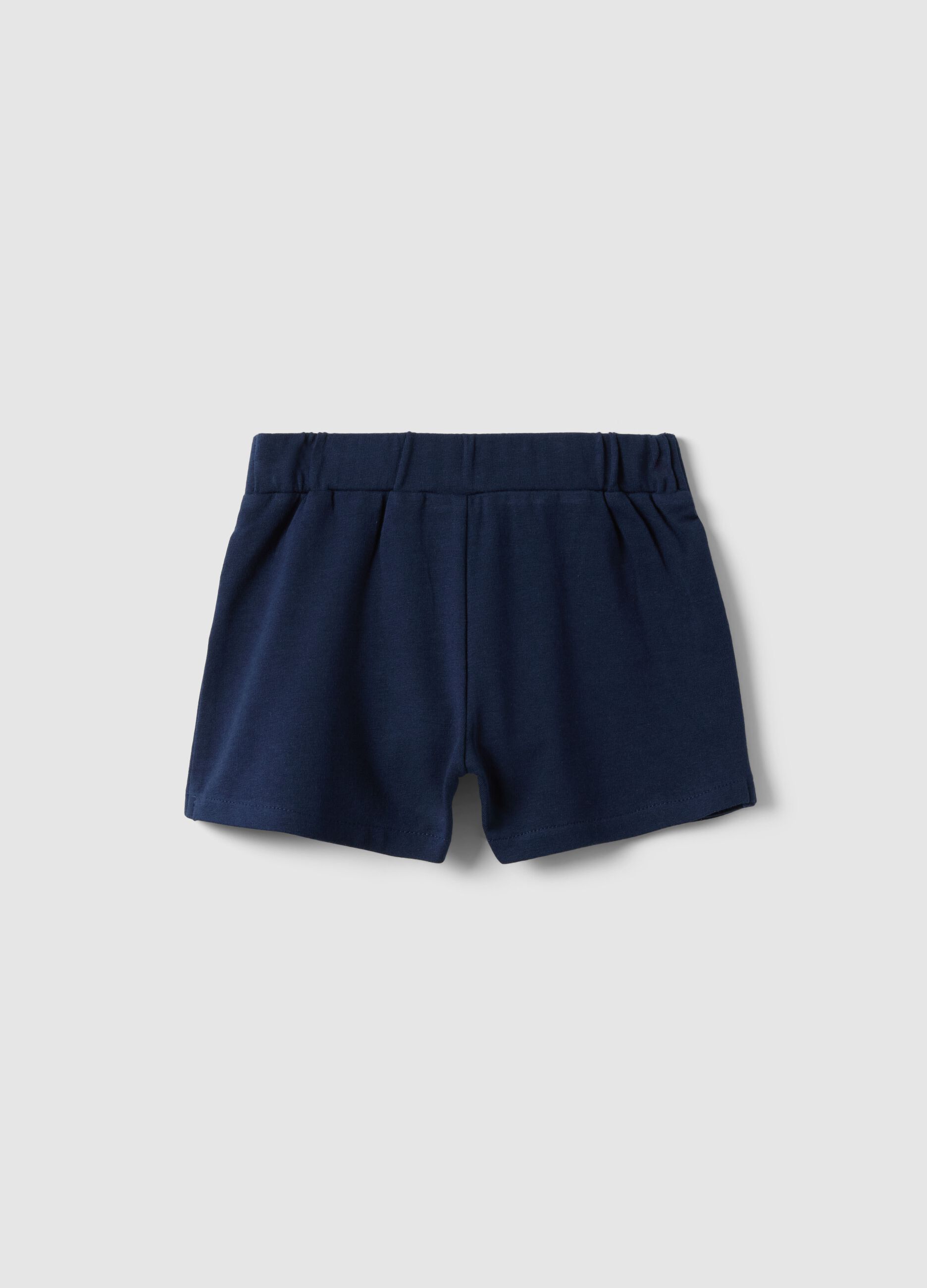 Blue Stretch Cotton Shorts for Girls Regular Fit with Sequins