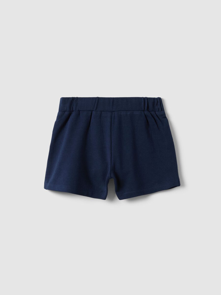 Blue Stretch Cotton Shorts for Girls Regular Fit with Sequins_1