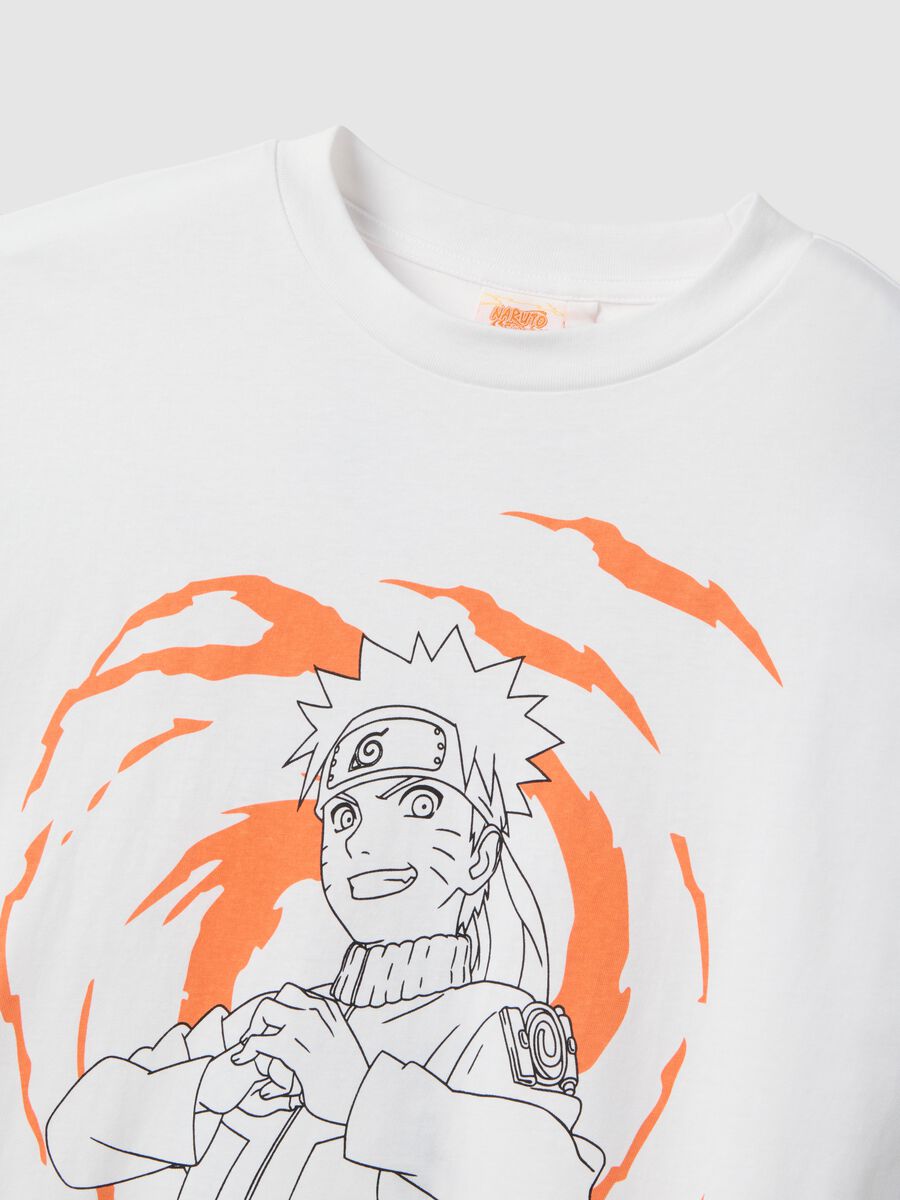 White pure cotton regular fit T-shirt with Naruto print_5