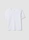 White pure cotton T-shirt with lace sleeves_4