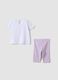 White and pink pure cotton set with T-shirt and leggings_1