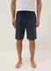 Blue cotton and linen blend pyjama shorts, regular fit_1