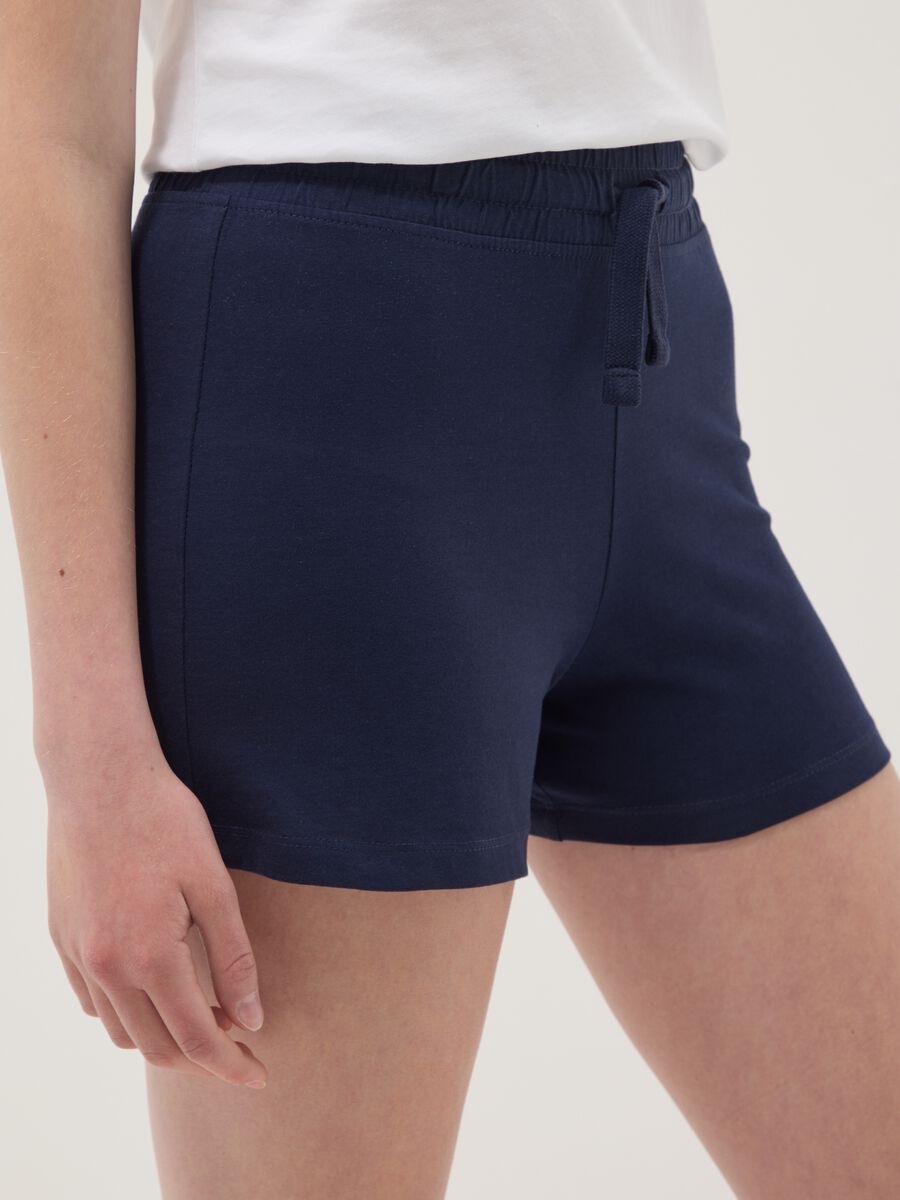 Girls&rsquo; regular-fit blue pure cotton shorts_1
