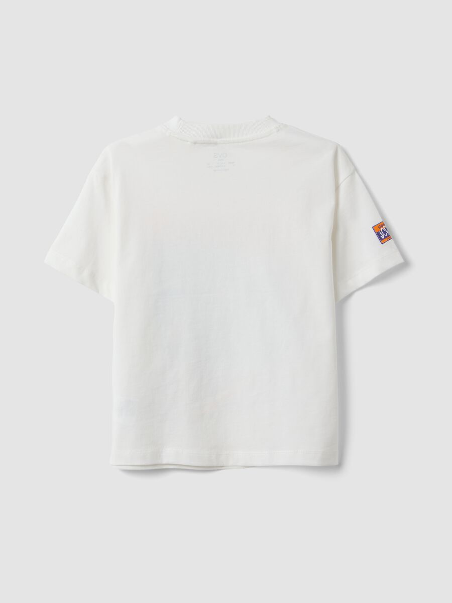 White oversized pure cotton T-shirt with skate print for boys_1