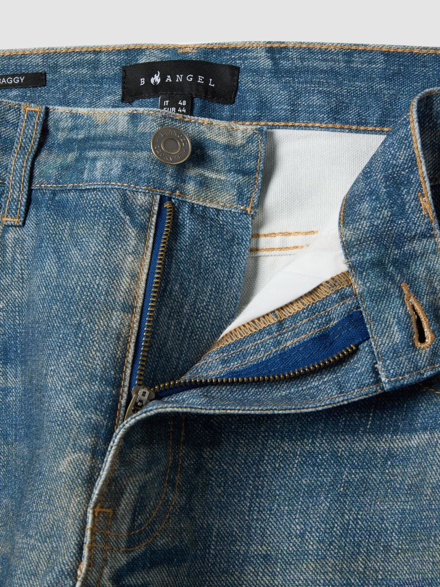 Regular fit blue denim cotton baggy jeans_5